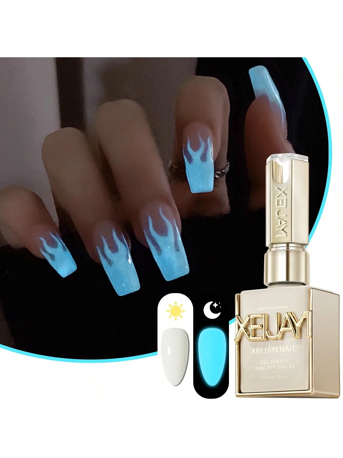 1Pc 15ML Glow in the Dark Gel Nail Polish - Luminous Top Coat for Home Salon Manicure and DIY - Long-Lasting and Durable Glowena shop