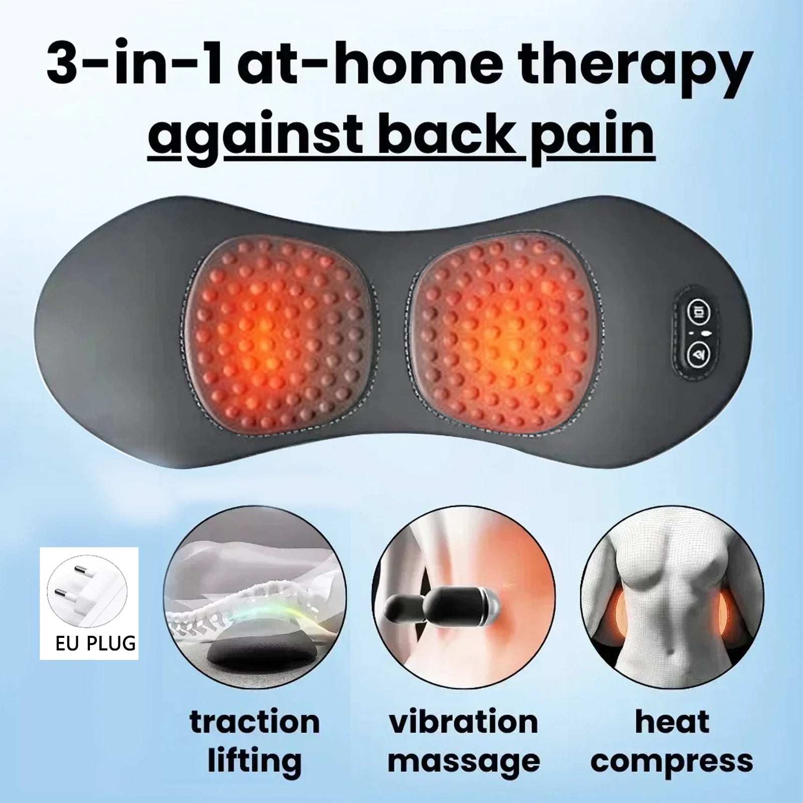 Heating Vibration Massage Pillow Electric Lumbar Support Pad Bed Sleeping Waist Protection Cushion Lying Flat Waist Pain Relief Glowena shop
