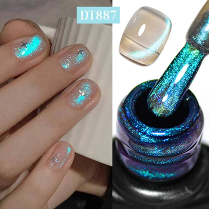 MEET ACROSS 7ml 9D Rainbow Cat Magnetic Gel Nail Polish For Nails Glitter Semi-Permanent UV Gel Nail Art Varnish Manicure Glowena shop