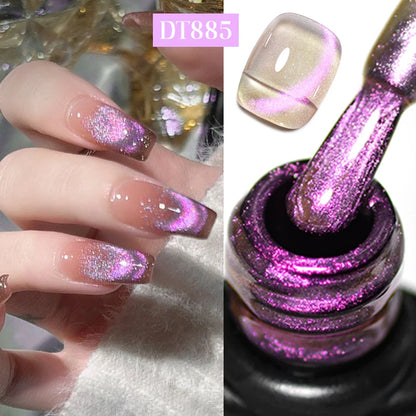 MEET ACROSS 7ml 9D Rainbow Cat Magnetic Gel Nail Polish For Nails Glitter Semi-Permanent UV Gel Nail Art Varnish Manicure Glowena shop
