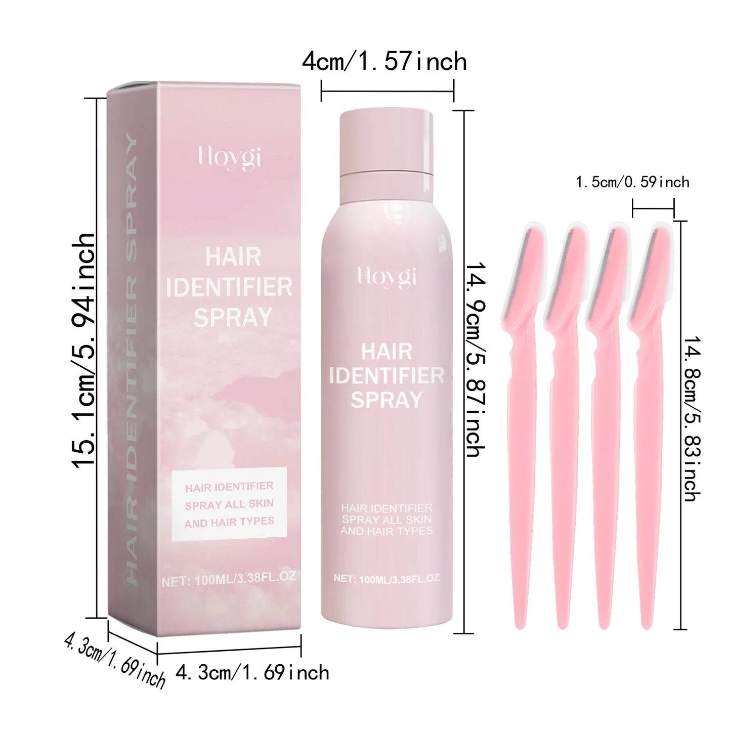 Hair Removal Spray Set for Gentle Facial Hair Care, 100ML Facial Hair Recognition Spray, 4 Eyebrow Trimmers for Smooth Skin Glowena shop