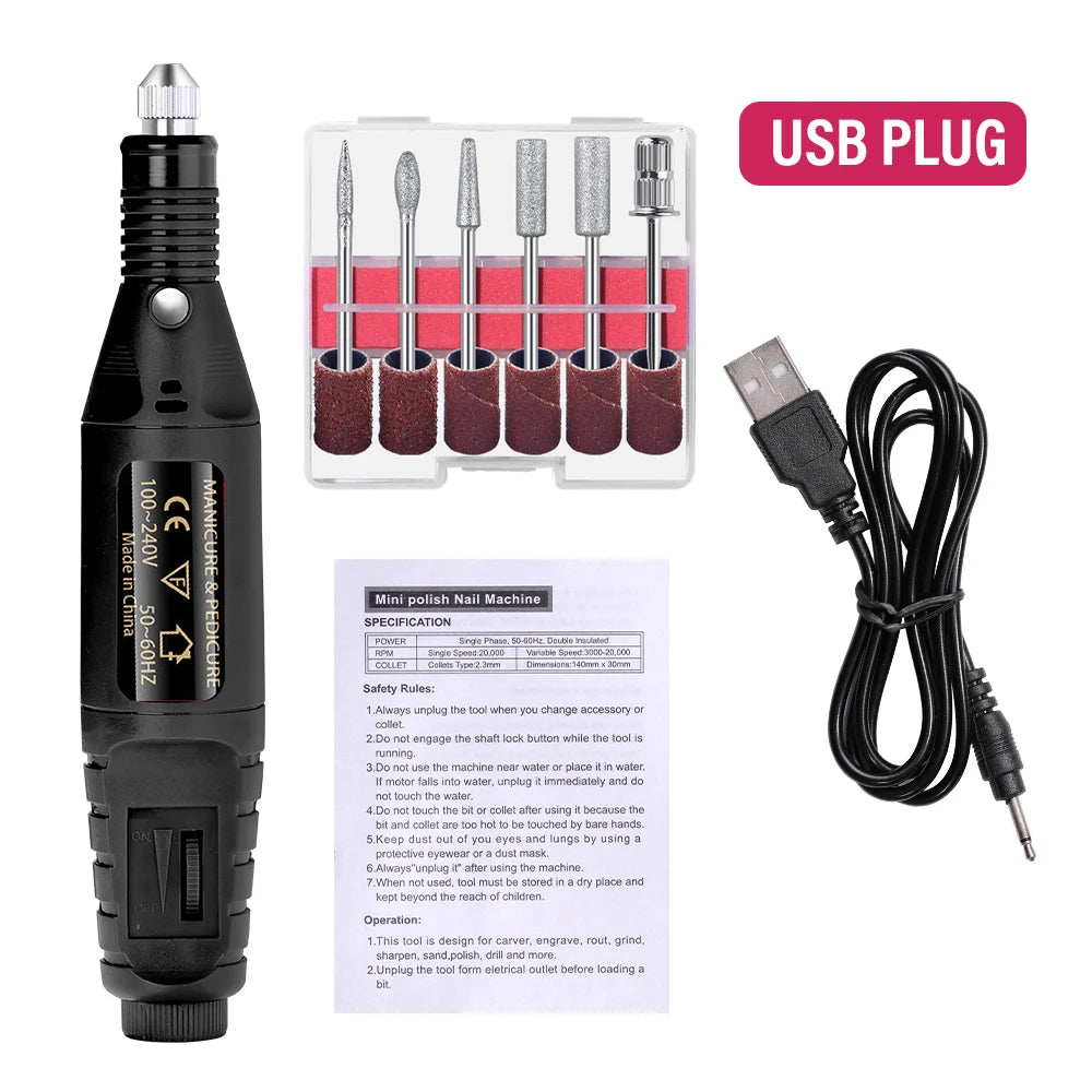 💖 YIKOOLIN Electric Nail Drill Kit – 20,000 RPM Nail File