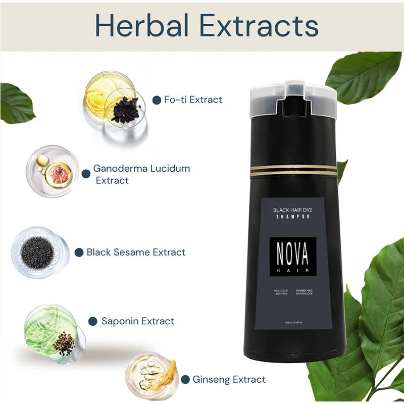 Natural Hair Dye Shampoo Nova Hair Instant Dye Shampoo Men Women Quick Easy Safe Hair Color Gray Hair Coverage Nourish Scalp Glowena shop