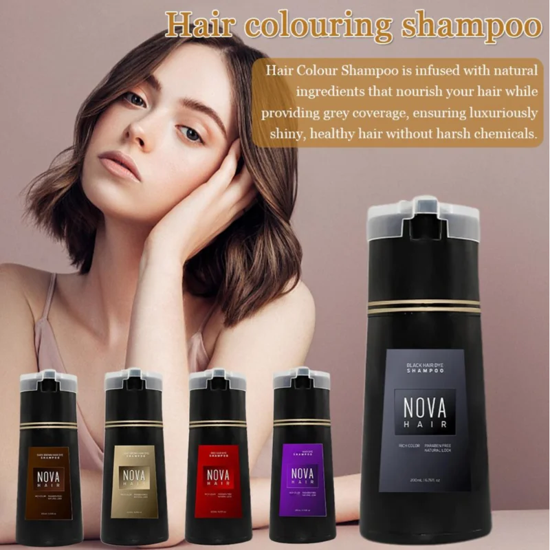 Natural Hair Dye Shampoo Nova Hair Instant Dye Shampoo Men Women Quick Easy Safe Hair Color Gray Hair Coverage Nourish Scalp Glowena shop