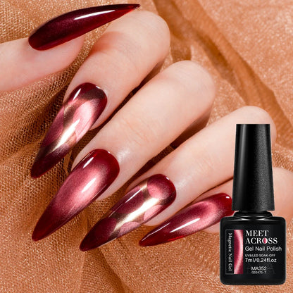 MEET ACROSS 7ml 9D Rainbow Cat Magnetic Gel Nail Polish For Nails Glitter Semi-Permanent UV Gel Nail Art Varnish Manicure Glowena shop