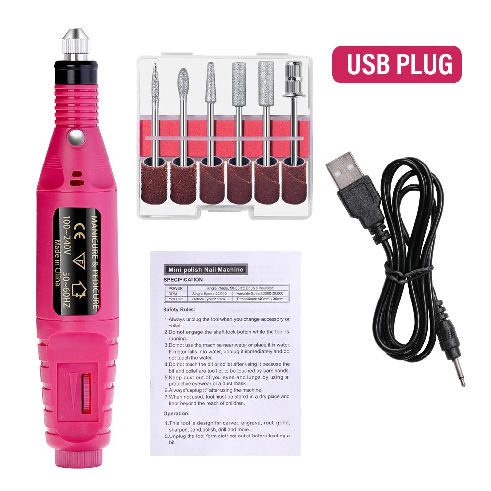 💖 YIKOOLIN Electric Nail Drill Kit – 20,000 RPM Nail File