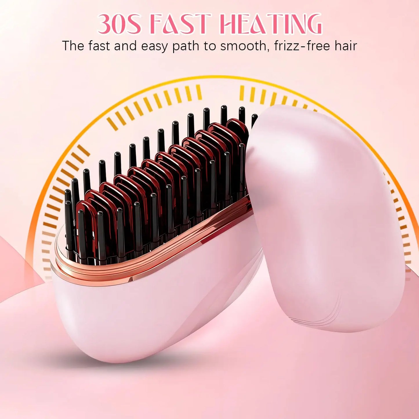 💇‍♀️ Mini Cordless Hair Straightener Brush – USB Rechargeable