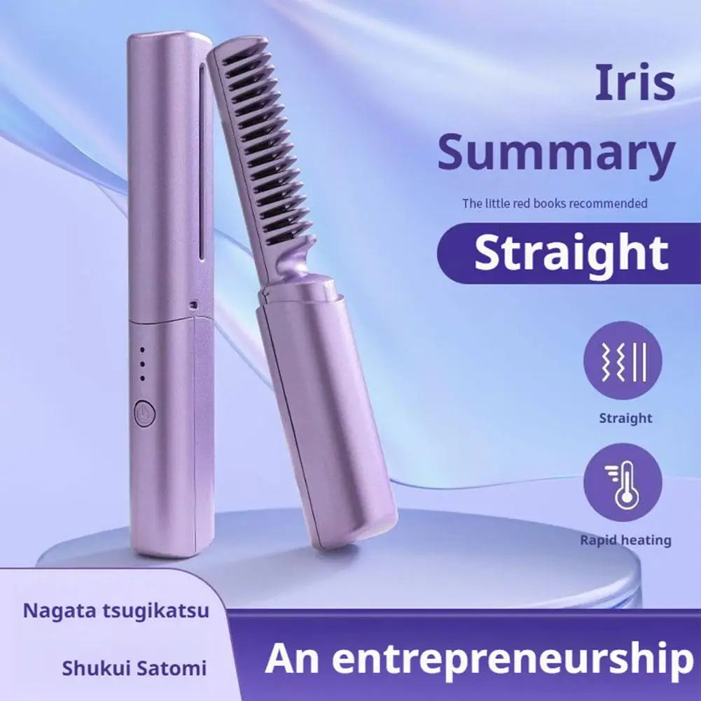 💖 Mini Wireless Hair Straightener & Curler with USB Charging