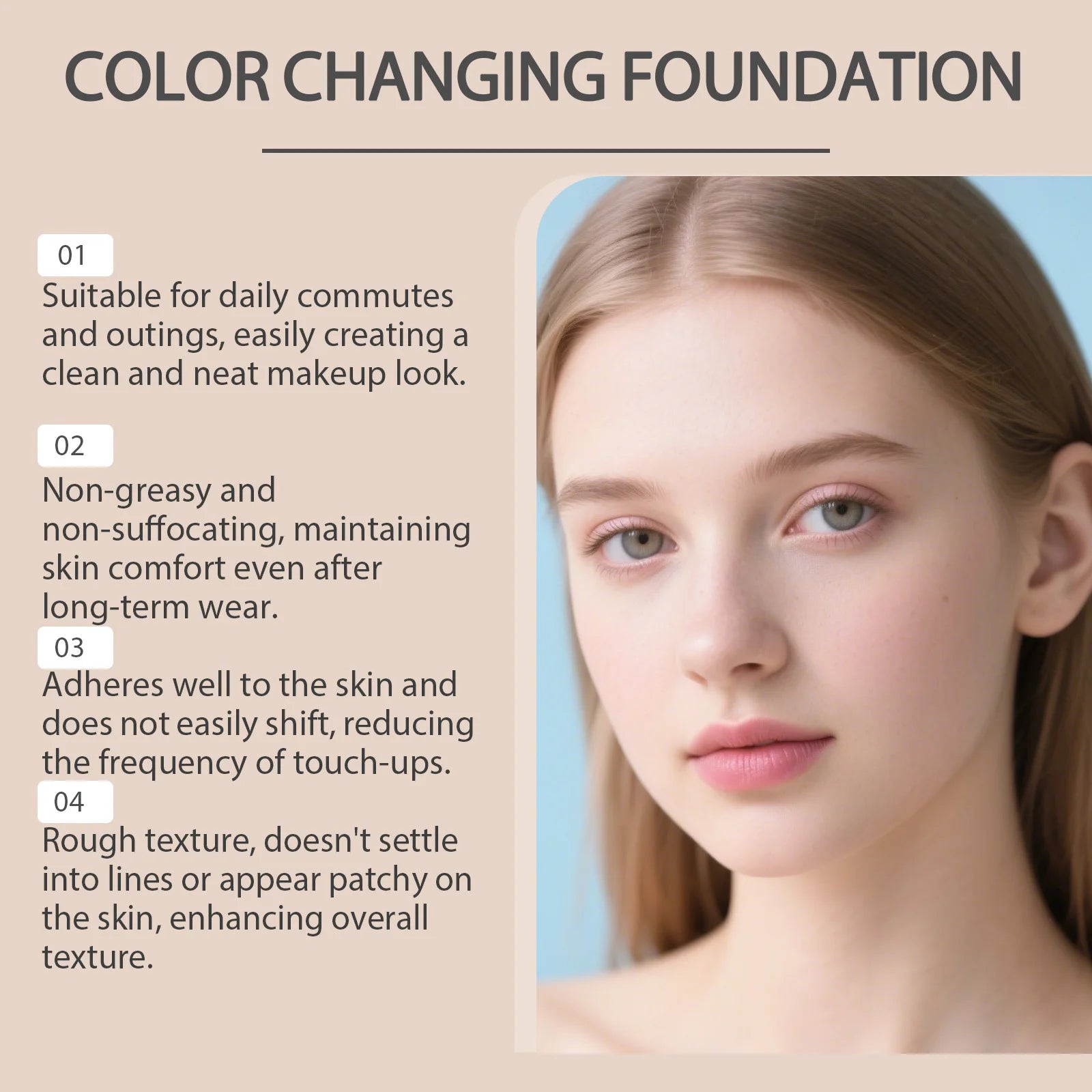 Natural Warm Tone Foundation, Facial Evening Tone, Soft Makeup Finish, Long-Lasting Radiance, Delicate & Sheer Texture Glowena shop