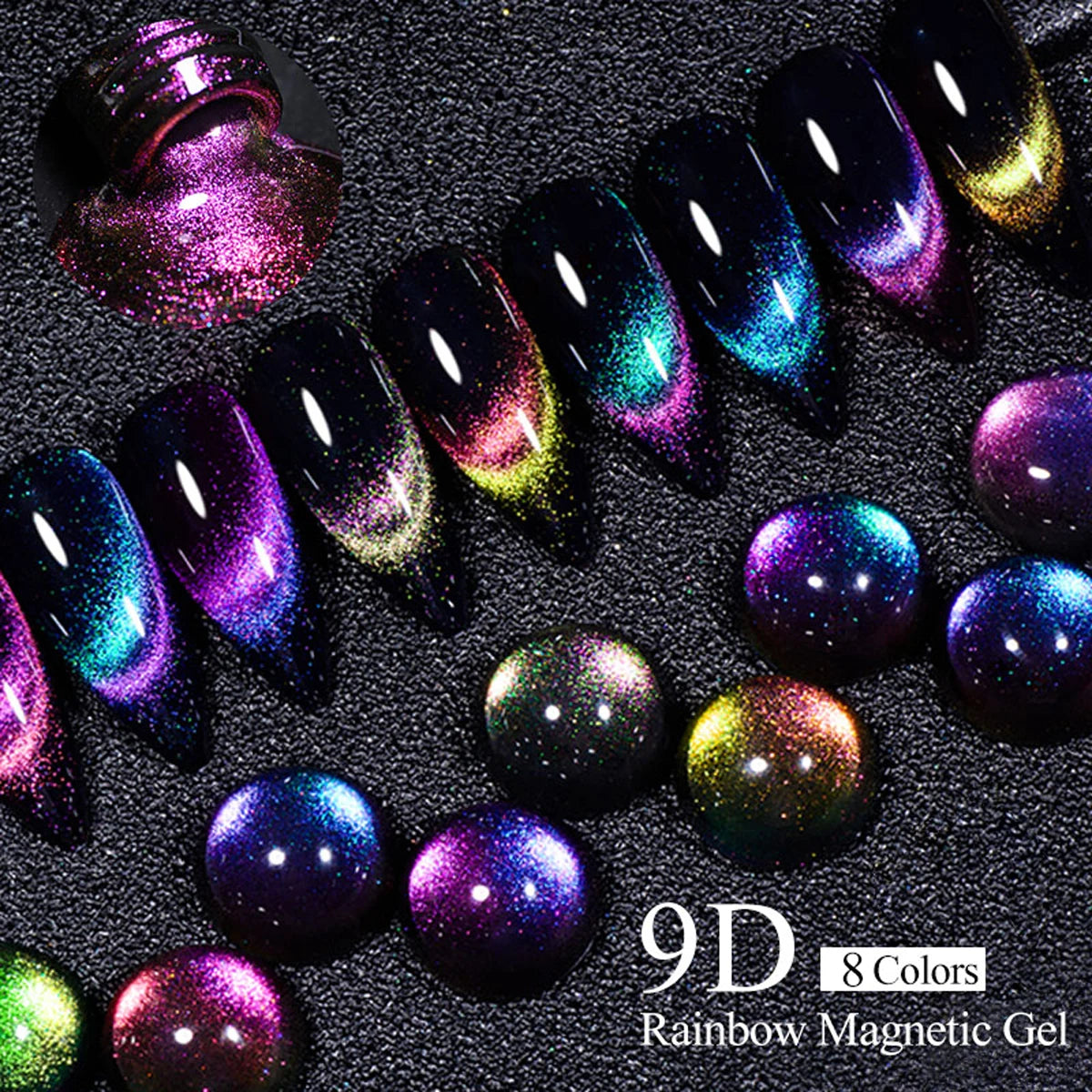 MEET ACROSS 7ml 9D Rainbow Cat Magnetic Gel Nail Polish For Nails Glitter Semi-Permanent UV Gel Nail Art Varnish Manicure Glowena shop