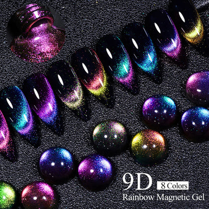 MEET ACROSS 7ml 9D Rainbow Cat Magnetic Gel Nail Polish For Nails Glitter Semi-Permanent UV Gel Nail Art Varnish Manicure Glowena shop